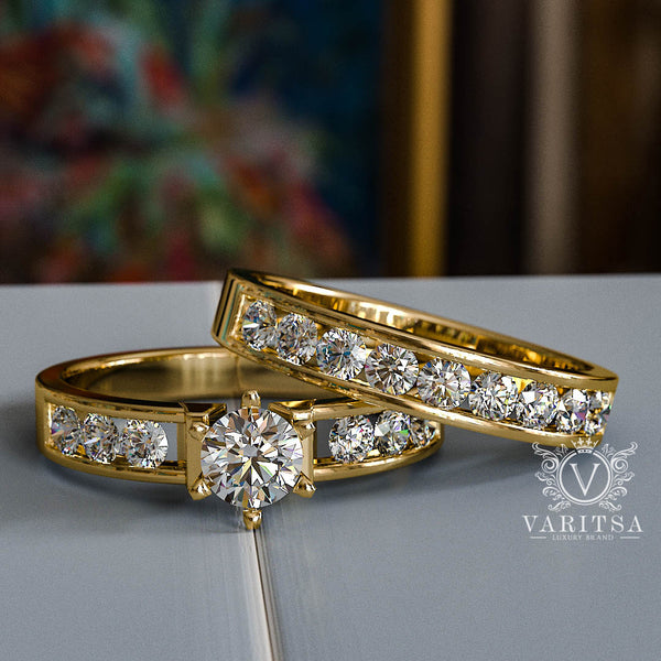 1.57ct Round Diamond Gold Bridal Set - 01US75